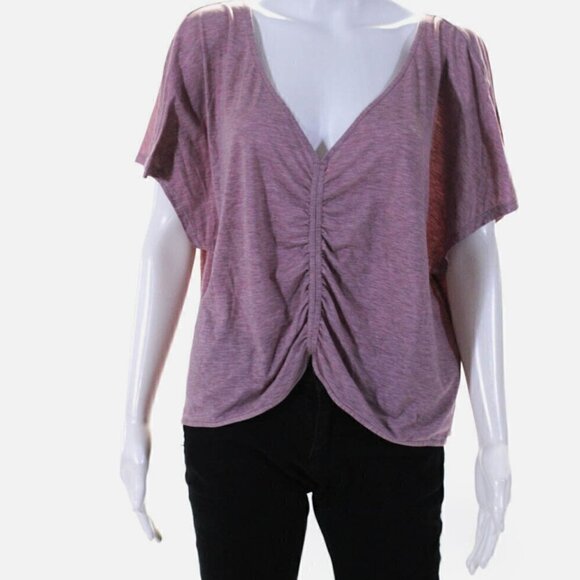 RARE Lululemon V Neck Relaxed Crop Short Sleeve Pink Plus Size 10 NWOT - Picture 7 of 11